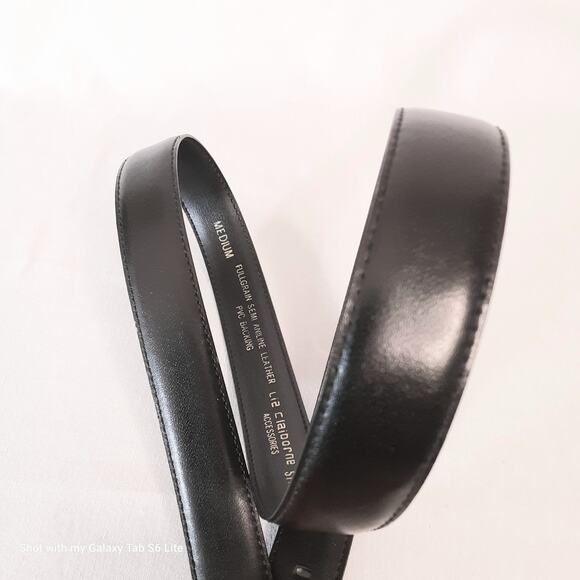 Liz Claiborne Black Belt Womens Medium Waist Fullgrain Semi Aniline Leather - Picture 6 of 13